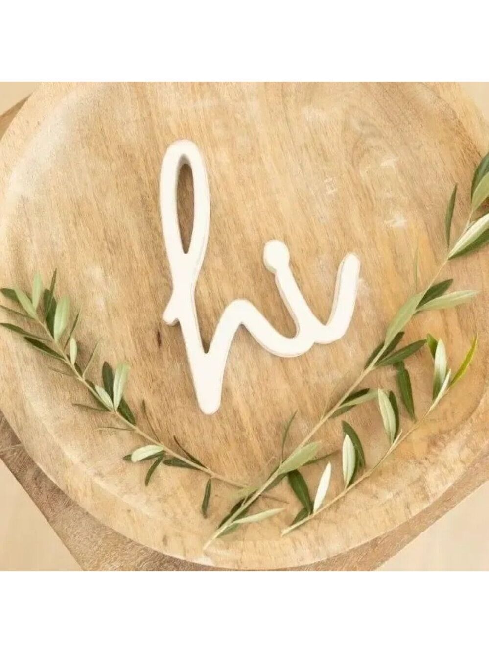 ($12) Hi Woodcut Sign - White
